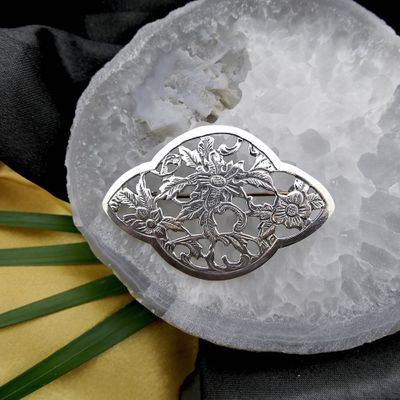 Image 2 of Large silver brooch | Floral design
