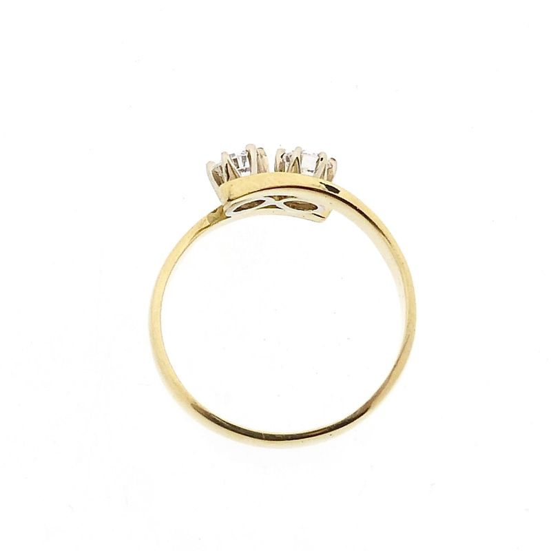 Image 5 of Gold toi et moi ring with zirconia; 14 karat; size 19