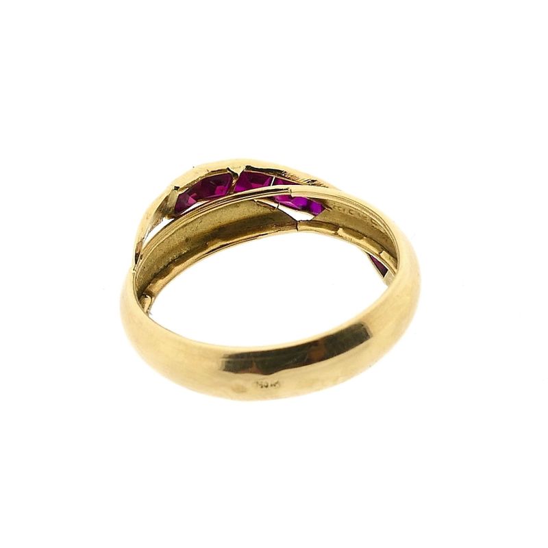 Afbeelding 6 van Gouden crossover ring met robijn 
