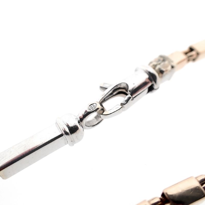 Image 4 of Two-tone gold checkered link bracelet | 19 cm