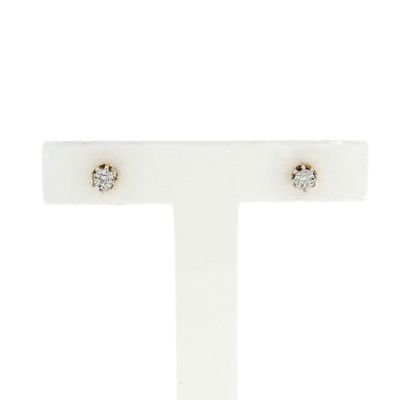 Image 1 of Gold stud earrings with diamond; 0.01 ct.