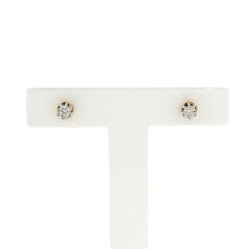 Image 1 of Gold stud earrings with diamond; 0.01 ct.