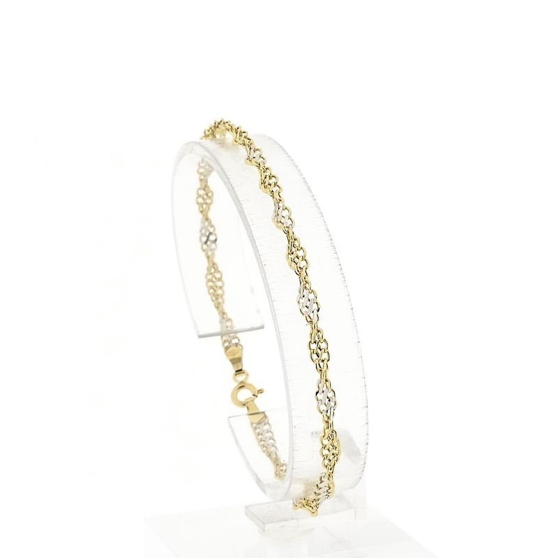 Afbeelding 1 van Bicolor gouden gedraaide armband | 19,5 cm