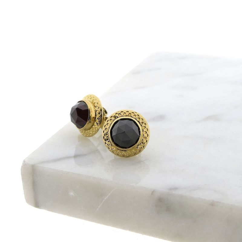 Image 7 of Vintage gold stud earrings with garnet