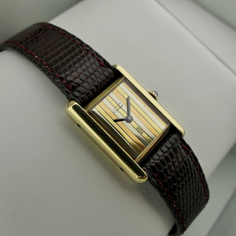Image 13 of Cartier Tank Vermeil 'Trinity' 221804; Vintage mechanisch dames horloge