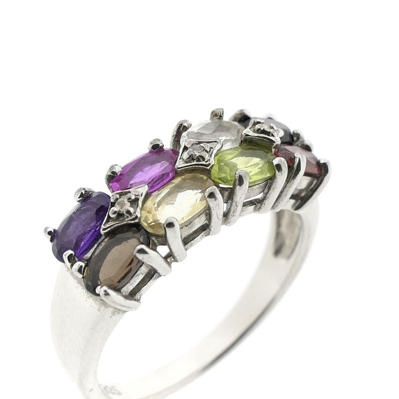 Image 3 of Silver ring with mix of gemstones