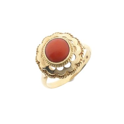 Image 1 of Gold ring with red coral | Vintage/antique
