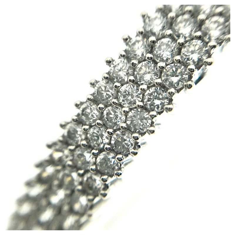 Image 8 of White gold bangle bracelet with a cluster of zirconia stones | Ø 63 mm