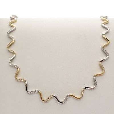 Image 1 of Gold winding necklace set with zirconia