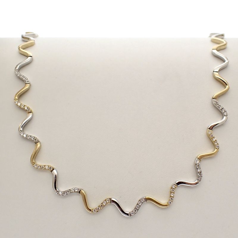 Image 1 of Gold winding necklace set with zirconia