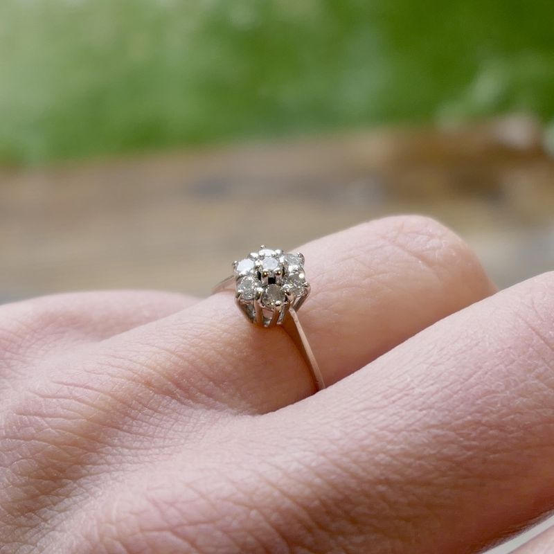 Image 8 of White gold entourage ring with diamond | 0.35 ct.