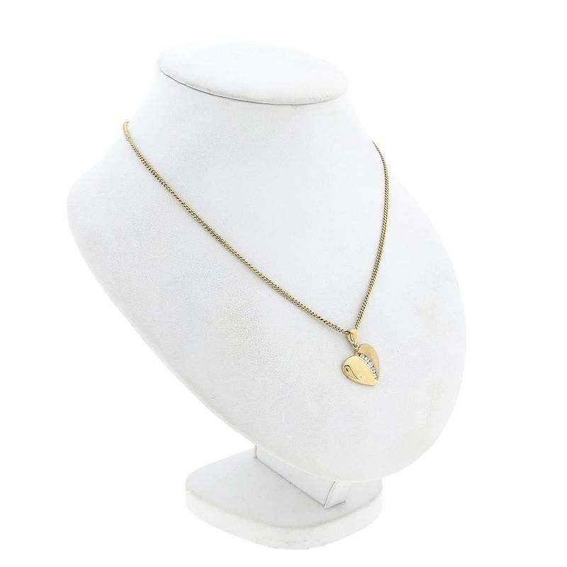 Image 5 of Gold Heart Pendant with Zirconia; 9 Karat