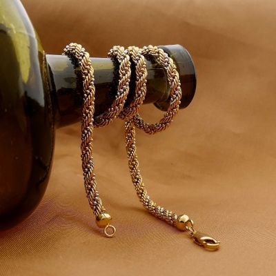 Afbeelding 2 van Bicolor gouden gedraaide schakelketting
