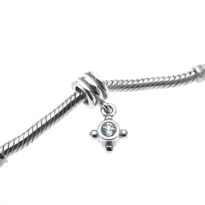 Image 2 of Pandora charm pendant; Silver; Blue Topaz Compass