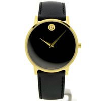 Movado Museum Classic; Gold-plated men's watch with black dial; 0607195