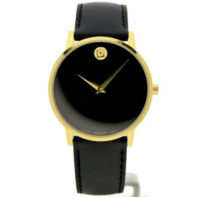 Image 1 of Movado Museum Classic; Gold-plated men's watch with black dial; 0607195