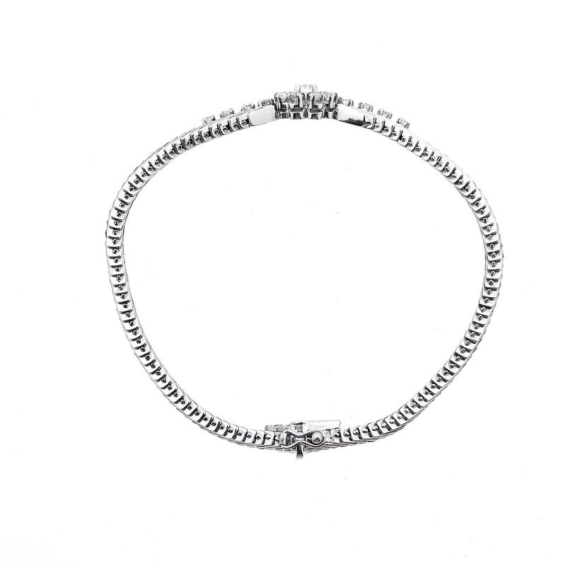 Image 9 of White gold herringbone link bracelet with 1.00 ct. diamonds.