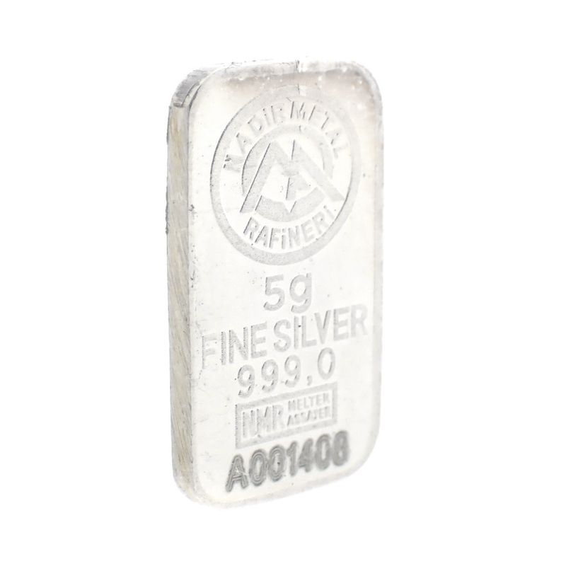 Image 3 of Silver bar 5 grams 999.0 pure silver; Nadir Metal Rafineri