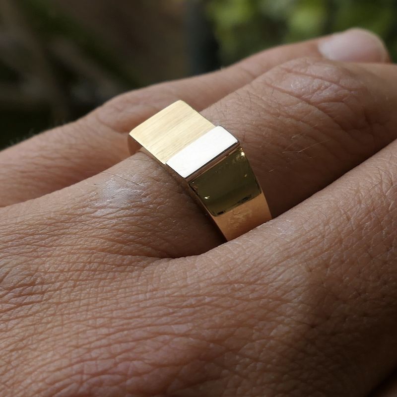Image 10 of Two-tone gold men's signet ring