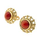 Image 11 of Antique/vintage gold stud earrings with blood coral | Filigree technique