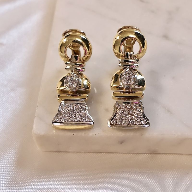 Image 9 of Bicolor gold earrings with diamonds; 0.75 ct.