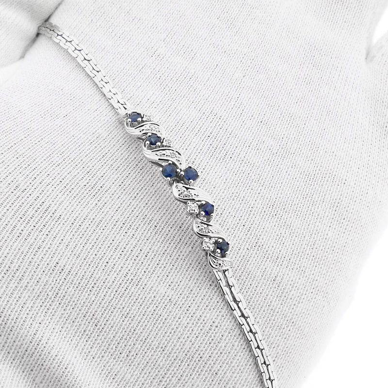Image 11 of White Gold Cardano Link Bracelet with Sapphire & Diamonds