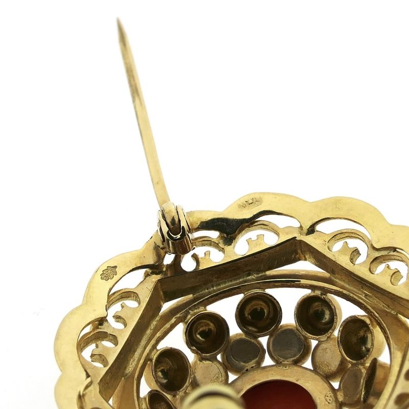 Image 7 of Antique gold brooch with red coral | Old Dutch