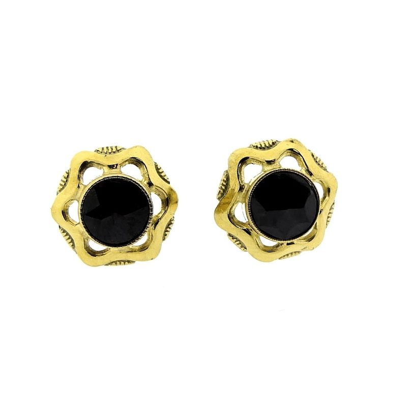 Image 8 of Vintage gold stud earrings with garnet