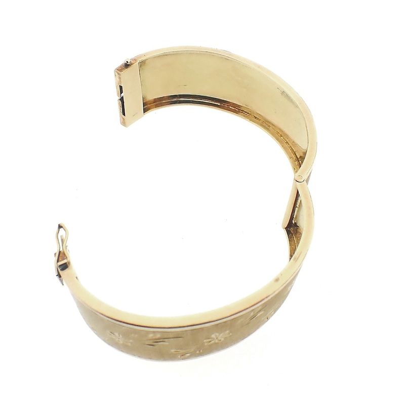 Image 6 of Vintage gold slave bracelet with engravings.