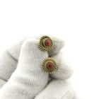 Image 8 of Vintage gold stud earrings with red coral
