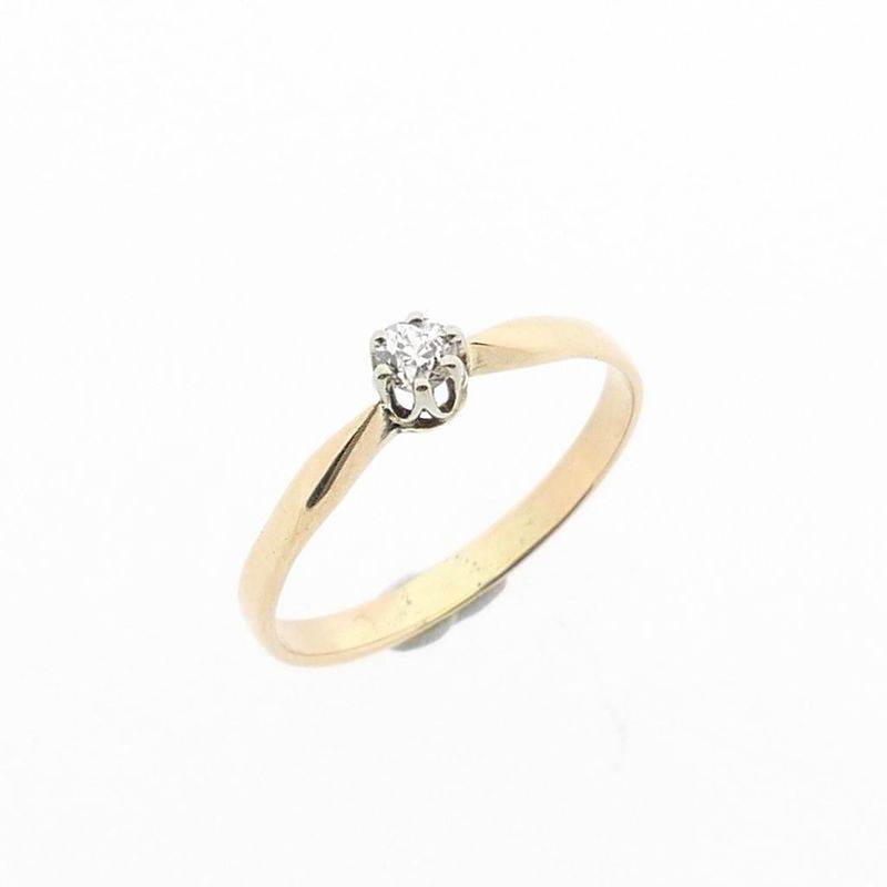 Image 1 of Rose gold solitaire ring with diamond; 0.05 ct.