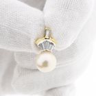 Image 8 of Gold pendant with pearl and diamond 0.24 ct.