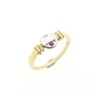 Image 1 of Two-tone gold ring with ruby ​​and diamond; 0.02 ct.