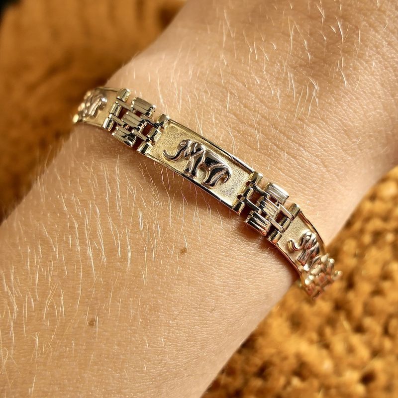 Image 5 of Two-tone gold link bracelet with elephants