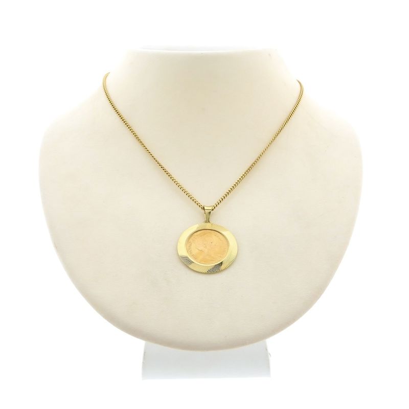 Image 3 of Gold pendant of a gold fiver; Queen Wilhelmina 1912