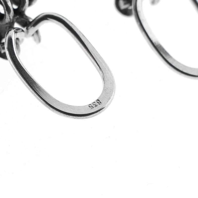 Image 6 of Silver domed earrings; Fantasy design