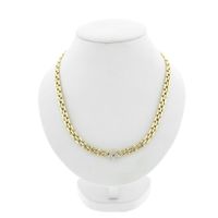 Gold Bismarck link necklace with diamonds; 0.15 ct.