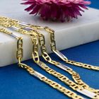 Afbeelding 2 van Bicolor gouden marineschakel ketting | 61,5 cm 
