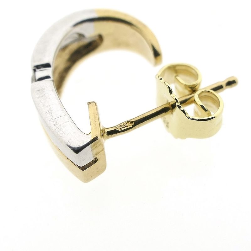 Image 6 of Bicolor gold stud earrings with diamond; 0.08 ct.