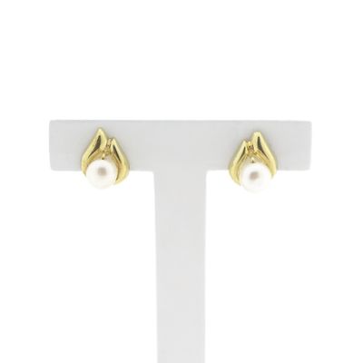 Image 1 of Gold stud earrings with pearl