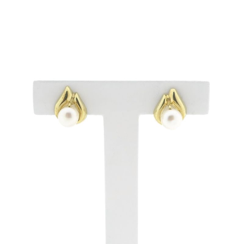 Image 1 of Gold stud earrings with pearl
