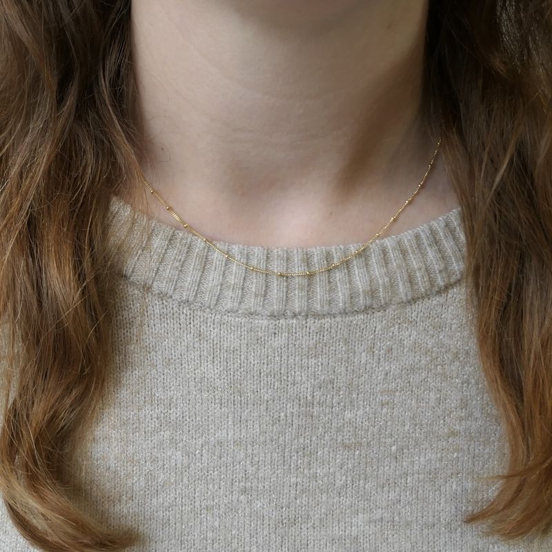 Image 8 of Gold gourmet link chain with beads | 42.5 cm