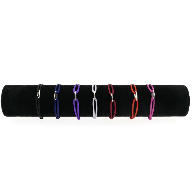 Image 7 of Black Satin Cord Bracelet with Silver Link
