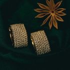 Image 10 of Gold stud earrings pavé set with diamonds