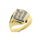 Image 1 of Two-tone gold signet ring with 0.09 ct diamond.