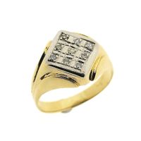 Two-tone gold signet ring with 0.09 ct diamond.