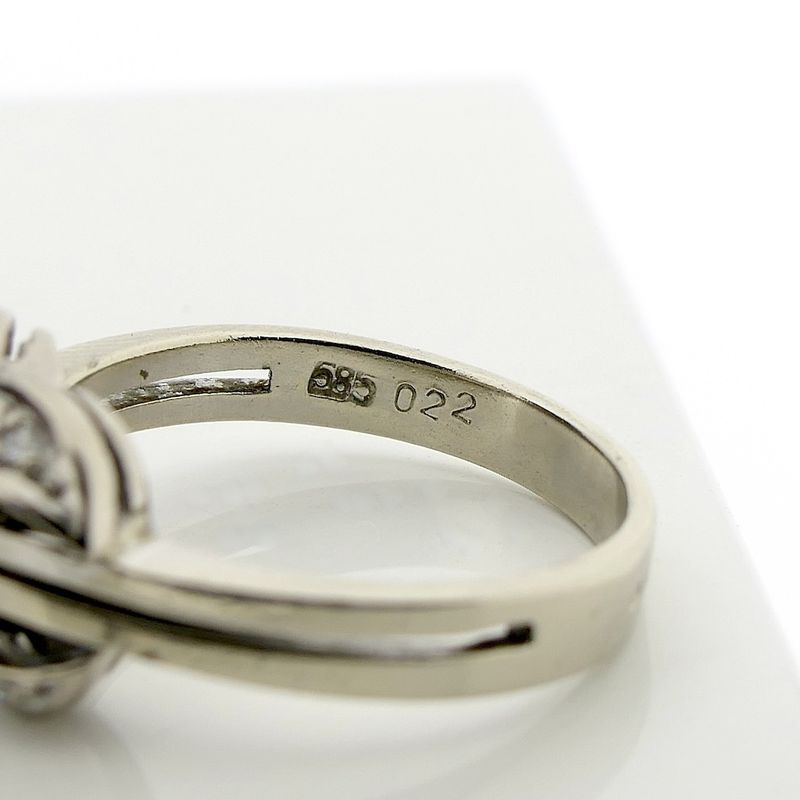 Image 5 of Vintage white gold ring with diamonds; Art Deco | 0.22 ct.