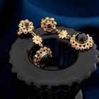 Image 2 of Gold Earrings with Garnet; 14 Carat