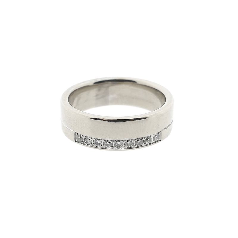 Image 3 of White gold wide row ring with diamonds; 0.135 ct.