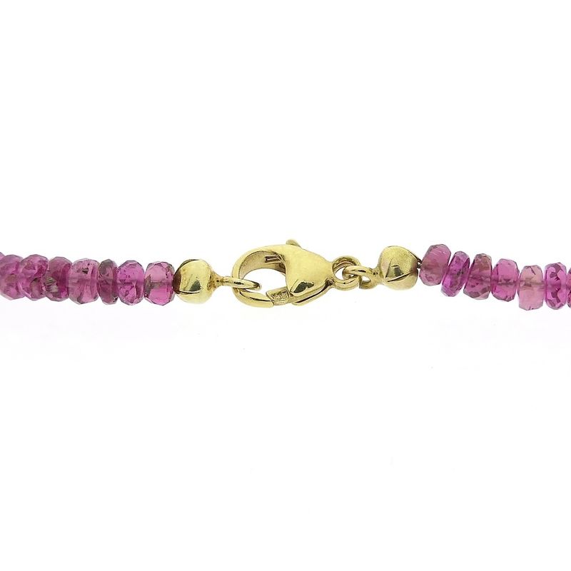 Image 4 of Pink tourmaline beaded necklace with gold clasp | 45.5 cm